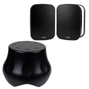 Dayton Audio Powered Outdoor Subwoofer and 6-1/2" Indoor/ Outdoor IO65XTB Speaker Bundle Black
